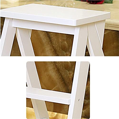Taburete de peldaños plegable OKUOKA de madera blanca de 60 cm 5