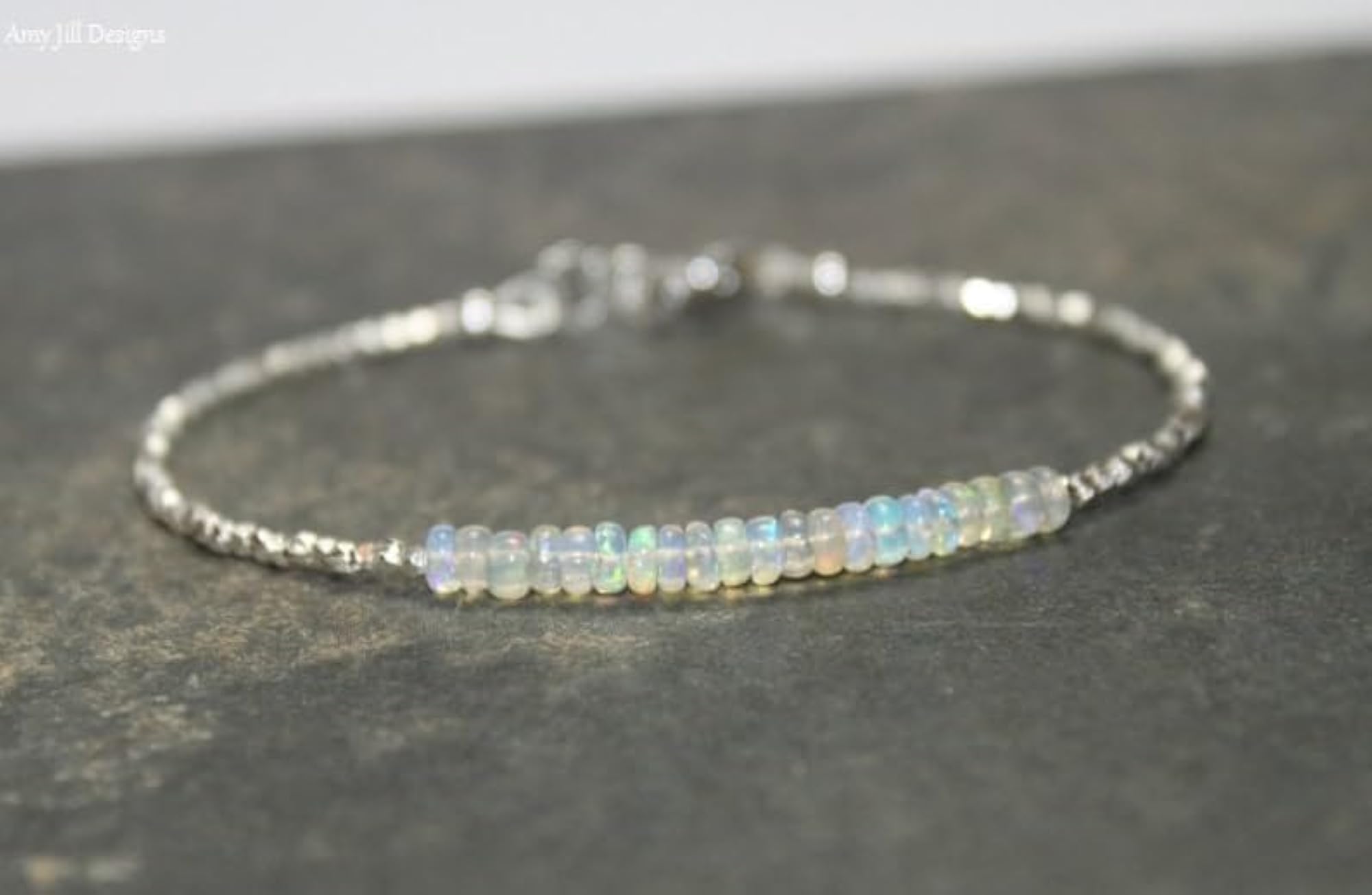 Ethiopian Opal Tyre Beaded Bracelet, Adjustable 7 Inch