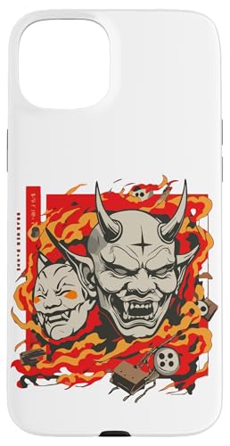 Oni Mask Japanese Demon - Fire Tattoo Esthétique Tee Coque pour iPhone 15 Plus