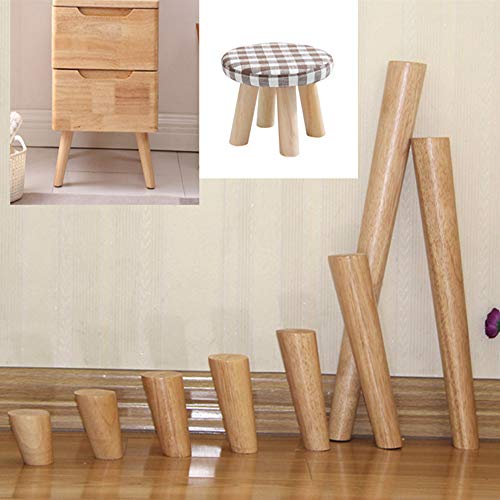Furniture legs Patas de Muebles de Roble,Patas de Mesa de Cama de Escritorio, Color de Madera Original,Carga máxima de 800kg,cónico,con Almohadillas Antideslizantes,4 Piezas
