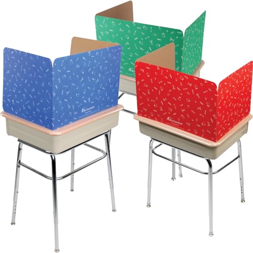 Image of Really Good Stuff Standard Privacy Shield, 3 Colors, Set of 12 | Matte Finish in Red, Green & Blue, Desk Dividers