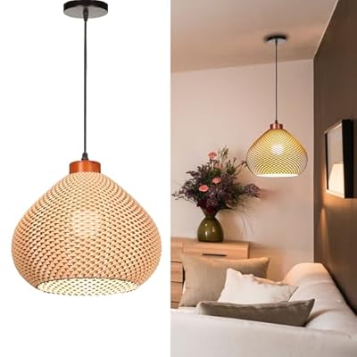 Modern Small Size Chandelier Wabi Sabi Pendant Light for Dining Room Kitchen Island Hallway Plastic Lampshade Hanging Lamp E26 Base 3D Style Shape Lighting Fixture (Wood Color