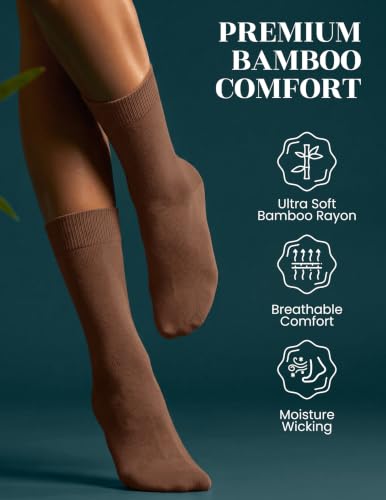 Image of Hugh Ugoli Womens Thin Soft Bamboo Dress Socks, Business, Crew, 3-6 Pairs