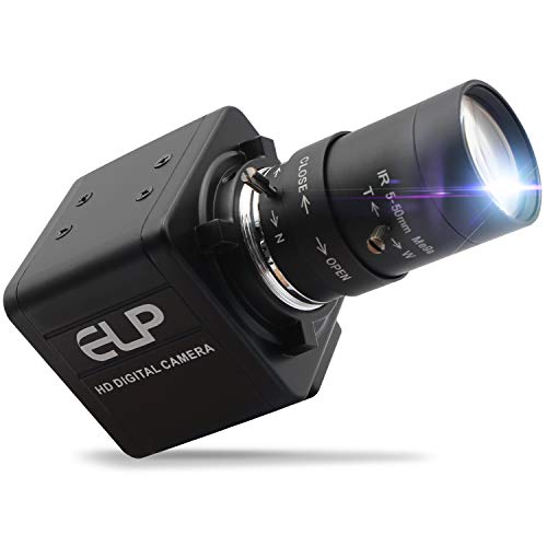 1080P Webcam 5-50mm Varifocal Lens USB Camera HD 2MP 0.01Lux Low Illumination IMX322/IMX323 Sensor Industrial Camera H.264 Webcamera PC Webcam for Raspberry PI Windows Android Linux MAC