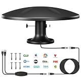 Outdoor Caravan TV Aerial with Amplifier, Freeview Digital HDTV Campervan TV Aerial Roof Mount for 4K Local Channels for Camper RV Trailer - 360° Omni-Directional, 16.4FT Cable (RV Aerial - Black)