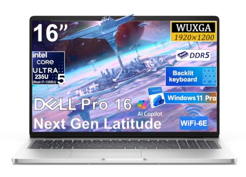 Image of Dell Pro 16 (Next Gen Latitude) Premium Business Laptop with AI Copilot | 16 inch FHD+ Anti-Glare Display, Intel 12-Core Ultra 5 235U (Up to 4.9 GHz), 32GB DDR5, 1TB SSD, Backlit KB, WiFi 6E, Win 11 Pro