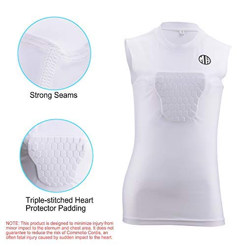 Probay Chest Protector Shirt For Kids- Heart Guard Sternum Protection Compression Shirts For Baseball Basketball Softball Soccer (Large) Blue #TOP4