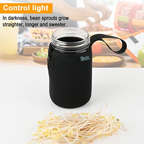 Beautyflier Mason Jars 32Oz Wide Mouth Sleeve Regular Mouth Mason Jars Insulators Drinking Glass Coolers Sprouting Jars Blackout Sleeve (Black) #TOP1