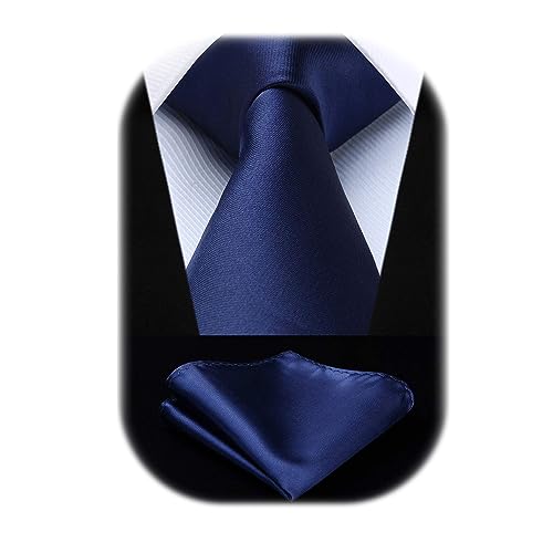 HISDERN Men's Satin Tie and Pocket Square Set