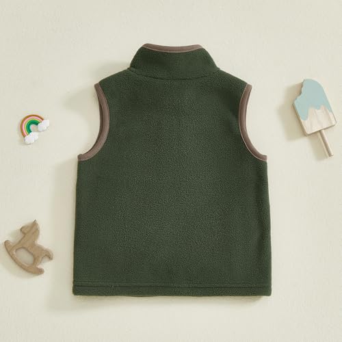 Image of Toddler Baby Boy Fleece Outerwear Vests Sleeveless Zipper Jacket Solid Color Vest Coat Spring Fall Winter Clothes