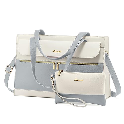 Image of LOVEVOOK Laptop Tote for Women - 15.6 Inch Professional Leather Computer Briefcase - Waterproof, Large Capacity Business Teacher Office Bag - Crossbody Purse