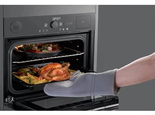 Manoplas de silicona para horno, 2 unidades, resistentes al calor, 315.6 °C, guantes de silicona antideslizantes para cocinar, hornear, barbacoa, guantes de cocina impermeables y cómodos (rojo)