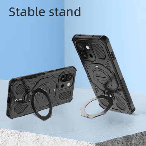 Image of KARWAN Tough Shockproof Armor Back Case Cover Compatible with Oneplus 13T with 360 Degree Rotation Magnetic Attraction Ring, Holder Heavy Duty Rugged Cover with MagEaze Wireless Charging (Black)