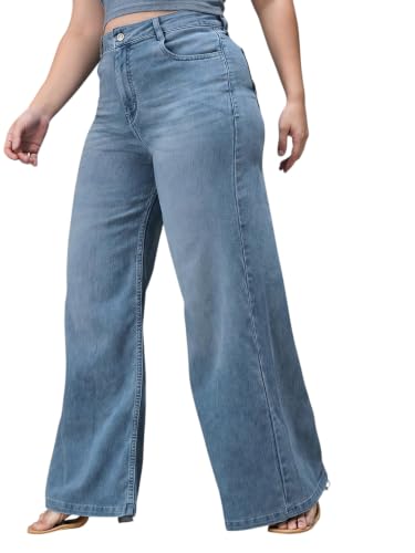 Image of Miss Chase A+ Women's Wide Leg High Rise Regular Length Stretchable Denim Jeans