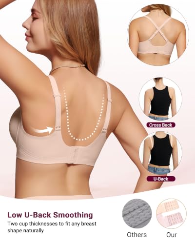 Image of As Fairy Wireless Bras for Women Jelly Push Up Scalloped T-Shirt Bra