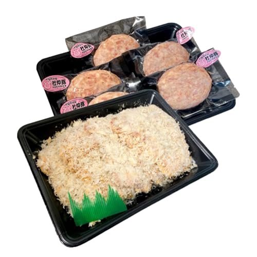 [定期便2ヶ月]大仙市産 杜仲豚ハンバーグ 6個・とんかつ5枚セット[長沼商店]