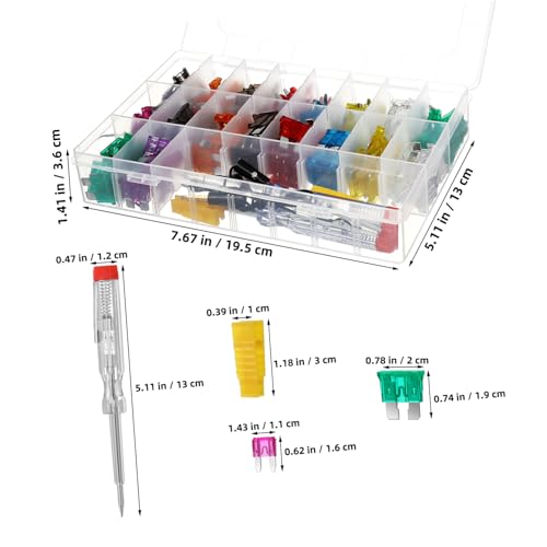 Kit de fusibles para automóvil, 1 set con probador y extractor de fusibles, estuche de almacenamiento portátil para autos, RV y camiones miniatura 2