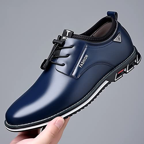 Yuhaotin Sneakers For Men Waterproof 10 Wide Plantar Fasciitis Non Slip Shoes Fashion Style Men's Breathable Comfortable Business Lace Up Work Halloween Decor Work Tennis Shoes For Men Blue #TOP7