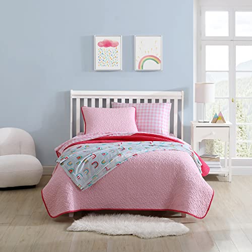 Image of Eddie Bauer - Twin Quilt Set, Reversible Kids Bedding with Matching Sham, Medium-Weight Toddler Bed Set, Dorm Essentials (Garden Pink)