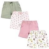 Hudson Baby Infant Girls Shorts Bottoms 4-Pack, Soft Painted Floral, 12-18 Months