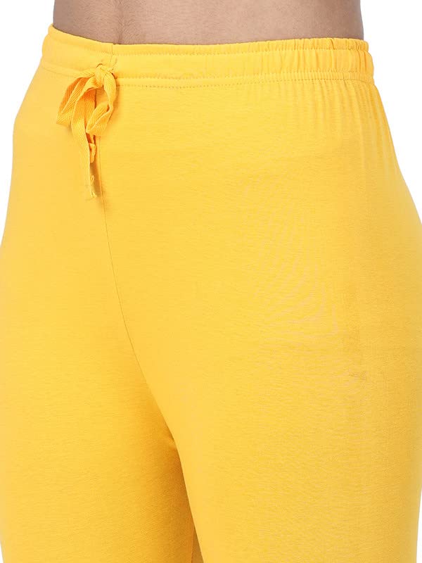 Image of Robinbosky Premium Cotton Lycra Yellow Churidar Leggings (L, Turmeric)