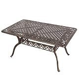 TITIMO 6-Person Patio Dining Table, Cast Aluminum Outdoor Dining Rectangle Table, Weather-Resistant