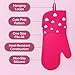 Paris Hilton Oven Mitt Set with Heart Design, Heat Resistant Pot Holders Featuring Non-Slip Textured Silicone Grips, 2-Piece Set, Pink