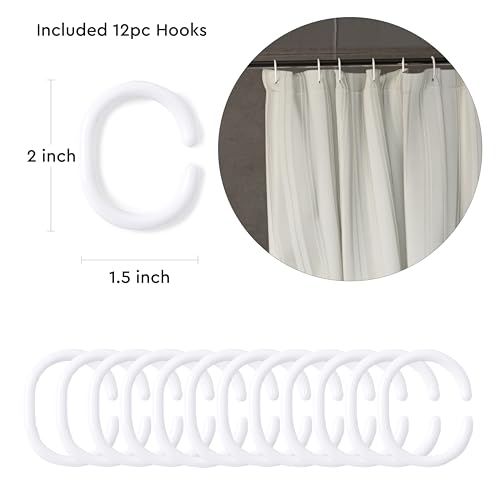 Image of Encasa XO Waterproof Shower Curtain for Bathroom 6 x 6 feet(183x183 cm), Anti-Fungal Polyester Washroom Curtain with 12 Hooks, Wet & Dry Partition Toilet Curtains Stripe Grey