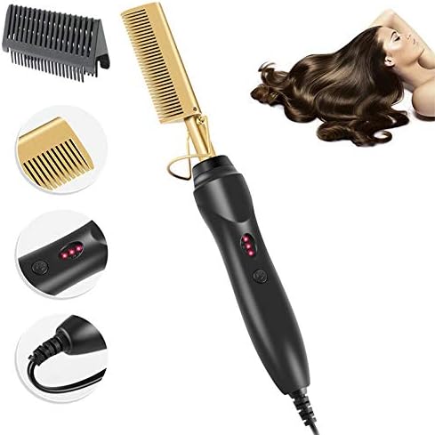 Amazon.com: LVYE1 MRMF - Peine caliente, plancha de pelo eléctrico, 2 en 1  para alisar el pelo rizado y calentado rápido para mujer, rizador de  cerámica, para hombre, pelo largo, peine, color