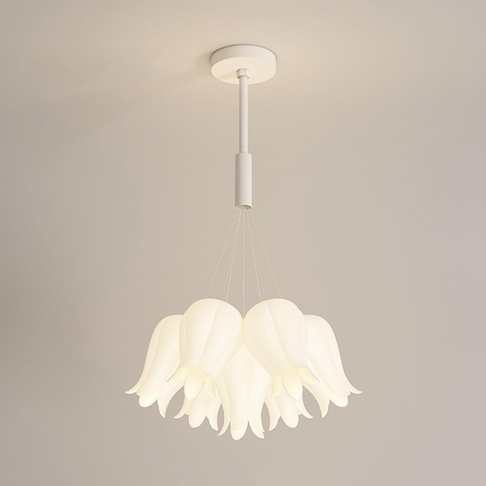 Plafonnier doré à fleurs blanches LED dimmable pour chambre