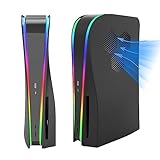 Picture of PS5 Faceplate with RGB Light bar,Dust Filter for Cooling Vents LED Strip Light Console Cover for PlayStation 5 Disc Edition DIY Decoration Kit Accessories-Black