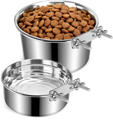 2 Pack Dog Crate Water Bowl No Spill for Large Dogs and Cats, 82oz & 44oz