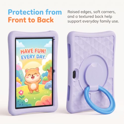 Image of ZZB 10 Inch Android 15 Tablet for Kids with Case, 8GB (3+5 Extended) RAM + 32GB Storage (Supports 1TB Micro SD), 6000mAh Long Battery, Dual Cameras, Android Tablets Tablets for Kids Purple
