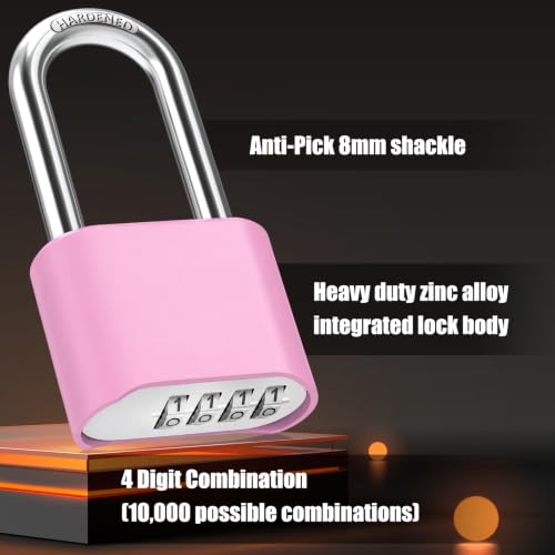 Image of Diyife Outdoor Weatherproof Combination Padlock, 2.44in Long Shackle Combination Padlock, [Design of Hidden Password] High Security for Sheds Fence, Locker, Home, School, Garage, Garden, Pink