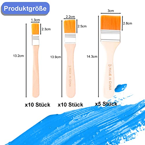 qingmeng Lasurpinsel, 25 Stück Flachpinsel, Malerpinsel Pinsel Set Holzlasur, Pinselset Maler, Lackpinsel, Lackierpinsel Pinsel Lasur Holz Breit für Wandfarbe, Lacke & Kreidefarbe Kunst Malerbedarf
