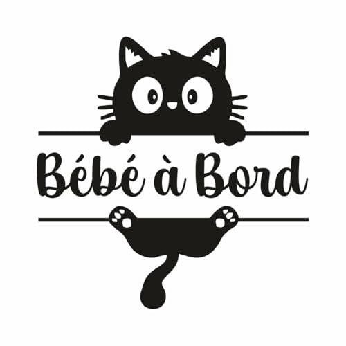 Vadess - Sticker Bébé à Bord – Bébé Chat Mignon | Autocollant Voiture Vinyle Sans Fond | Résistant UV | 17 Couleurs | Personnalisation Possible