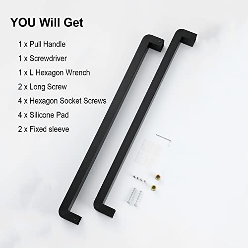 Dongyue Barn Door Handle Black, Stainless Steel Gate Push Handle For Glass Entry Door & Shower Sliding Door, Back-To-Back Installation, 9 Sizes (Size : 100Cmx102.5Cm) #TOP5