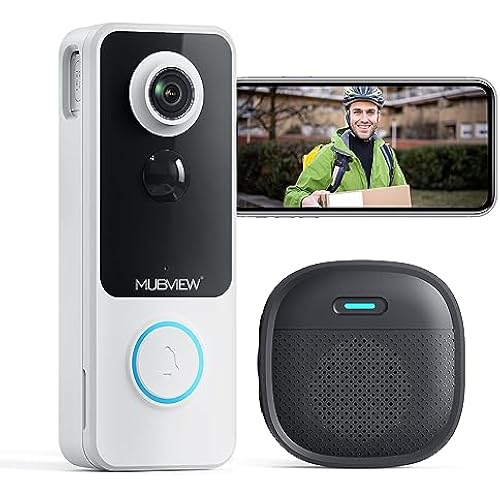 MUBVIEW 1080p Wireless Video Doorbell with Chime, No Subscription