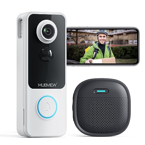MUBVIEW Wireless Video Doorbell with Chime, 1080p, 2-Way Talk, Night Vision, Human Detection, Card/Cloud Storage - No Subscription
