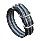 Belivceng Cinturino per orologio in nylon monostrato resistente - Cinturino di ricambio da 18 mm a 28 mm per uomo e donna,Nero A Grigio,19 millimetri