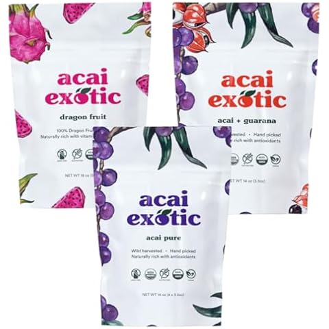 Acai Pure Original & Acai + Guarana Original & Dragon Fruit - Mixed Case (3 Retail Pure | 3 Retail Guarana | 3 Retail Dragon Fruit) - 140 oz (400g) Cover