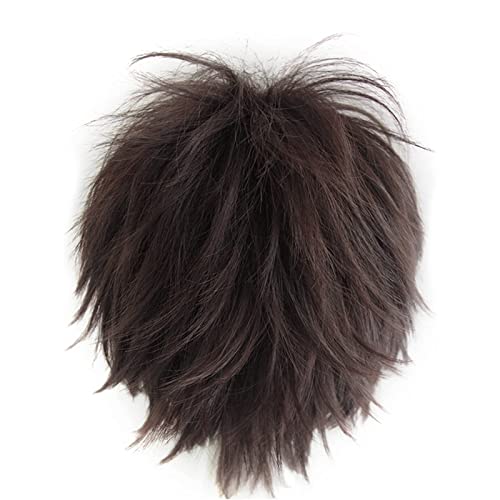 Gairyan Short Brown Wig Cosplay Wig Unisex Anime Cosplay Wigs Women/Men Straight Fluffy Wig Costume Theme Party Fancy Dress Wigs Halloween Wig Comic-Con Costumes Accessories - Image 4