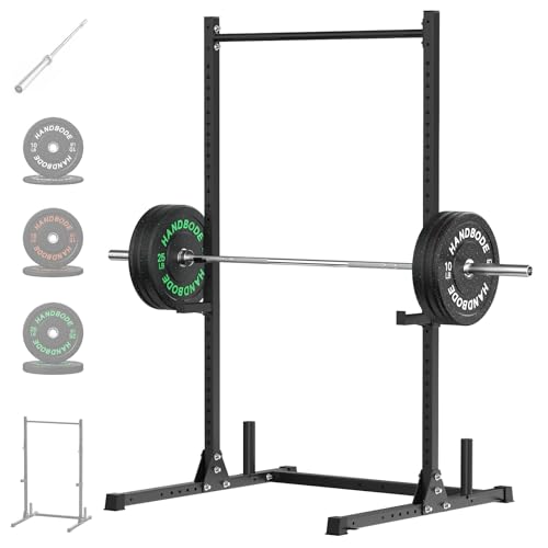 Image of HANDBODE Squat Rack, 7ft Barbell, Weight Plates Set 100 lb, Home Gym Equipment, Silver