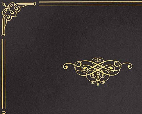 Blue Summit Supplies 25 Black Certificate Holders, Document Covers, Black Award Certificate Holder With Elegant Gold Foil Design, Black Linen Cardstock Paper, Letter Size, 25 Pack #TOP2