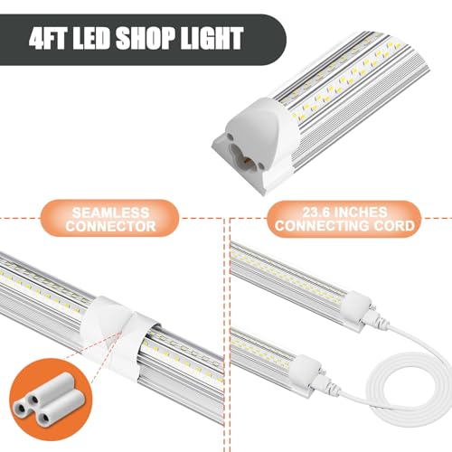 4ft LED Shop Lights, 8Pack 45W 5000K Daylight 6750LM Very Bright LED Shop Light for Garage, Workshop, Warehouse - Easy Installation, Energy Efficient, Linkable Up to 6pcs, Plug and Play by ONLYLUX - Image 3