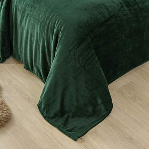 Deserve Bedding Velvet Plush Queen Sheet Set 4 Piece 190 Gsm Forest Green Fleece Sheet Set (Flat + Fitted 19'' + 2 Pillowcases) Cozy Warmth Fleece Sheet Sets Queen Size Bed #TOP2