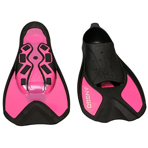 Anggo Snorkel Fins, Short Diving Swim Fins/Swimming Flippers Lightweight For Adult Kids Men Womens (Rose Red, Medium) #TOP1
