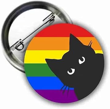 Pride Flag Cat Rainbow Button Badge