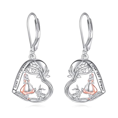 Alice in Wonderland Dangle Earrings Sterling Silver Wonderland Dangle Earrings Jewelry Gift for Women