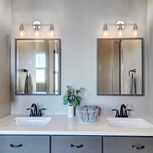 Espird 3 Light Bathroom Vanity Light Fixtures Chrome, Bathroom Lights Over Mirror, Industrial And Farmhouse 3 Light Wall Sconce, Chrome Globe Vanity Lighting Fixtures #TOP2